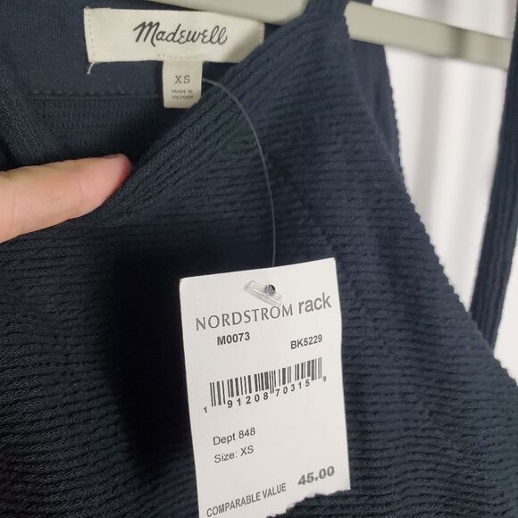 Madewell M0073 Tie Shoulder Halter Tank Top ottoman jacquard Regular Fit Shirt - Picture 5 of 6